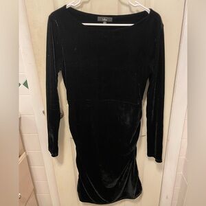 Lulu's Black Ruched Long Sleeve Bodycon Dress